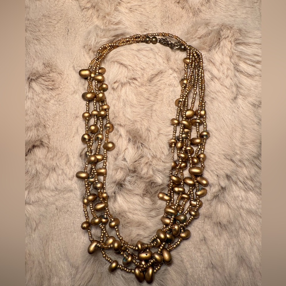 Gold Multi-Strand Beaded Women’s Necklace